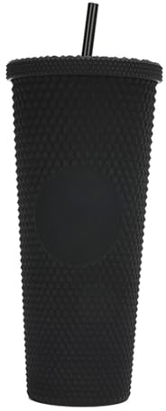 LUCHONG Gobelet à Eau de Grande capacité de 710 ML/24 OZ gobelet en Plastique réutilisable entièrement clouté Mat avec Paille à Couvercle Anti-Fuite à Large Ouverture