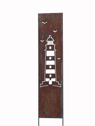 Edelrost Sichtschutz Wand Schild Leuchtturm, Gartendekoration, Rost Panel, Sommer, Maritim, Gartendekoration, Geschenkidee Sichtschutzwand