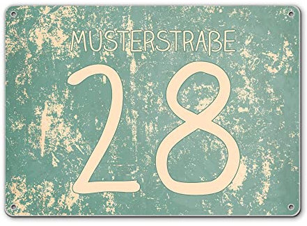 banjado® Hausnummernschild personalisierbar Motiv Altes Papier - Hausschild personalisiert Draußen mit Straßennamen möglich - Hausnummernschild Edelstahl versch. Motive - inkl. Montagematerial