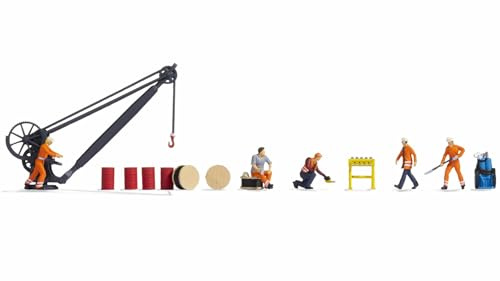 NOCH® Figuren-Themenwelt „Bahnbetriebswerk“, bewegte Figuren, Zubehör für H0 Modelleisenbahnen