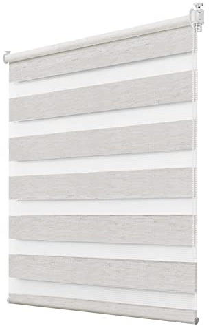 Deswell Doppelrollo Klemmfix ohne Bohren Leinen B40 x H100 cm (Stoffbreite 36cm) Rollos für Fenster ohne Bohren für Fenster mit Lichtdurchlässig & Verdunkelnd/Höhe Stufenlos Verstellbar
