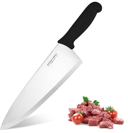 BOLEXINO Chef Knife,10 inch High Carbon Stainless Steel Kitchen Knife, Sharp Cutting Knife W/Ergonomic Handle for Household or Business (Black)