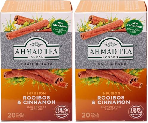 Ahmad Tea - Rooibos & Cinnamon Tea Infusion 20 Bags - 40g (Paquete de 2)