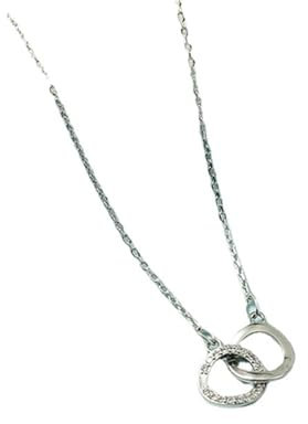XLTEAM Halskette Anhänger ineinandergreifender Doppelring Halskette weiblich Sterlingsilber einfacher kalter Stil Nischendesign Sinn Temperament Doppelkreis Schlüsselbein Kette Geburtstagsgeschenk