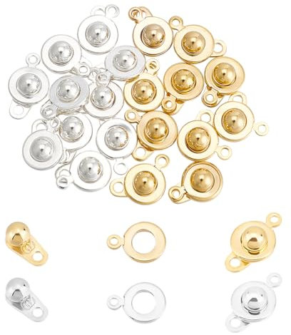 UNICRAFTALE 20 Sets 2 Farben Edelstahl Schmuckverschlüsse 15mm Lange Runde Verschlüsse Kugel Und Sockel Armbandverschlüsse Verbinder Metall Schmuckverschlüsse Für DIY Halsketten Schmuckherstellung