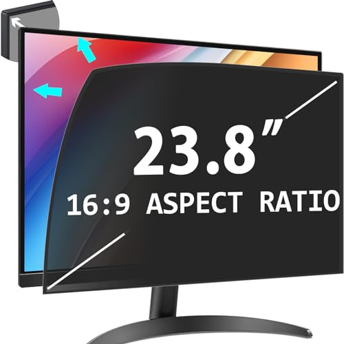PYS Upgraded Privacy Filter for 23.8 Inch 16:9 Ultra Narrow Bezels Monitor | Self-adhesive No Sticker Needed Anti-Glare Anti Blue Light UV-Blocking Screen Protector