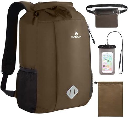 Dry Bag Rucksack,20L Wasserdicht Packsack Seesack mit Hüfttasche und Handyhülle,Wassersack Schwimmrucksack Motorrad rucksack für Strand, Surfen, Kajak, Wandern, Camping, Skifahren, Angeln