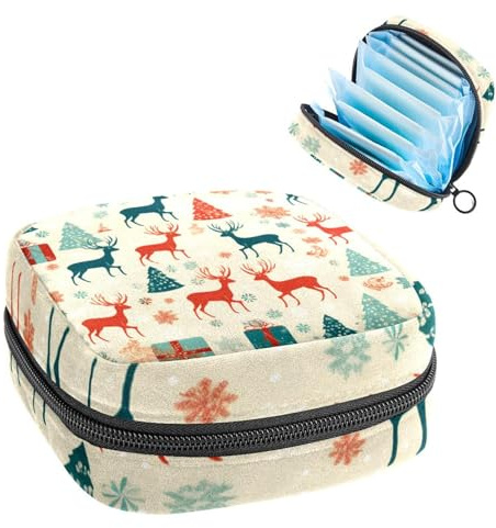 Sacchetto di immagazzinaggio del tovagliolo sanitario,Borsa mestruale,Sacchetto del cuscinetto,Sfondo di Natale floreale,Sacchetto di periodo