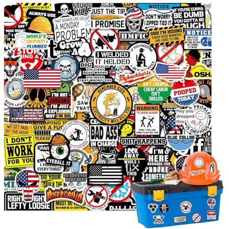 150 Hard Hat Sticker for Tool Box Helmet - Hard Hat Blue Collar Stickers for Helmet Tool Box, Funny Stickers for Adults, Prank Meme Waterproof Decals for Construction Welding Union Worker Helmet