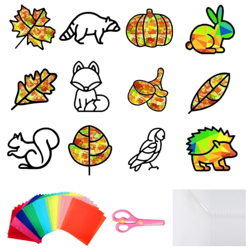 HIQE-FL Herbst Basteln Kinder,12 Stück Herbstdeko Kränze Bastelset,Herbst Halloween Kinder,DIY Bastel Set,Thanksgiving,Halloween,Geburtstagsgeschenke