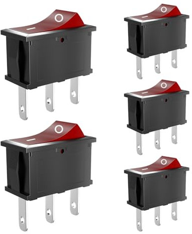 SCOOYUCK 5 Pièces Interrupteur à Bascule, SPDT 15mm x 21mm 2 Broches ON/ON, 12V 24V 125V 250V Interrupteur a Bascule, Pour Voiture Bateau Appareils Ménagers