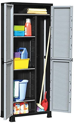 LVHUIDEH Kunststoffschrank mit 2 Türen und 6 Fachböden, Aufbewahrungsschrank, Lagerschrank, für Hause, Büro, Garage und Lagerraum, Robust und Langlebig, 68 x 39 x 171,5 cm