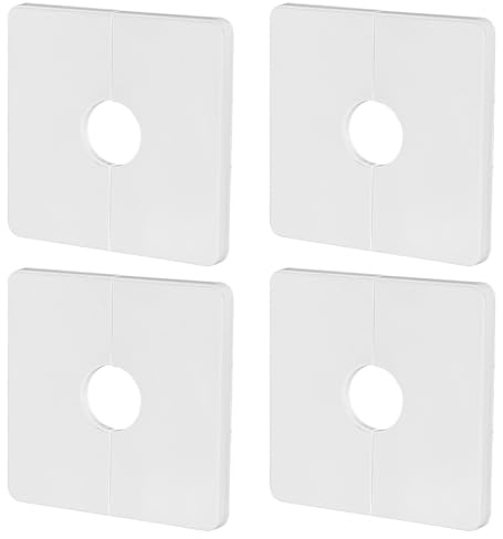 4pz Piastre Copertura Idrauliche Quadrate, Piastra Copertura Rubinetto Della Doccia Piastra Copertura Ricambio Flangia Braccio Doccia Quadrata Tubi Standard 1/2 Utilizzo Multiplo(Bianco)