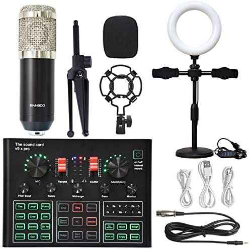 XRPOUXMTE Audio Mixer Podcast Equipment Bundle Sound Card Live Broadcast Dedicated Full Set Of V8 Live Broadcast Set Microphone Professional sound card precise