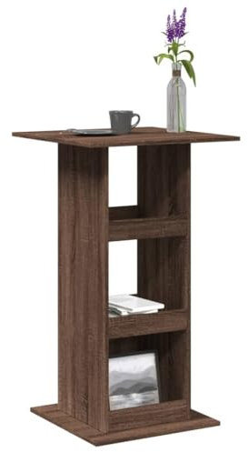 Homgoday Tavolo Bar Portaoggetti Rovere Marrone 60x60x102 cm Multistrato, Arredo Tavolino da Giardino, Tavolo da Esterno, Tavolo da Terrazzo, Tavolo da Pranzo, Tavolo da Cucina Tavolo da Esterno