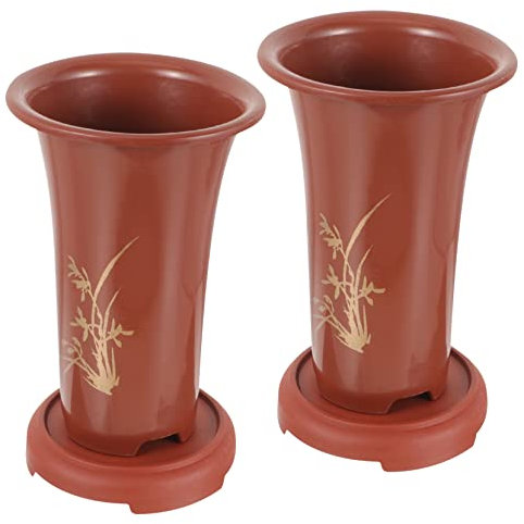 ANDRESLAD Macetas para 2 Juegos Macetas Decorativas para Flores de Interior Jardín y Cerámica Transpirable Diseño Simple y Ventilado