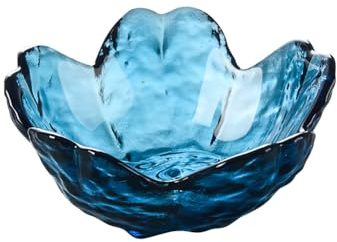 FSSTUD Glass Flower Ring Dish Small Crystal Jewelry Tray Cute Earring Dish Bowl Bathroom Jewelry Plate Bowl Small Necklace Holder Dish Decorative Trinket Bowl Modern Accent Tray Dark Blue