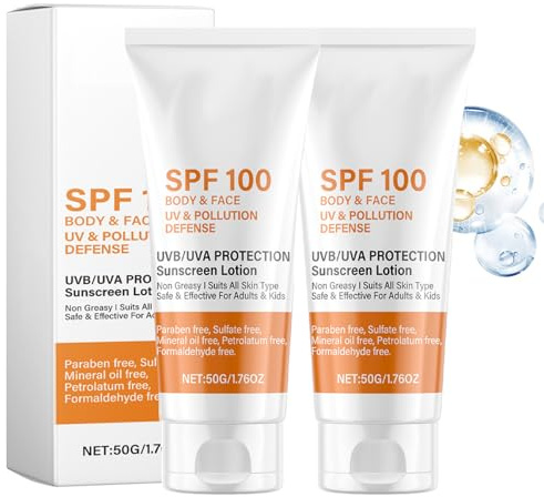 Solskyddsmedel SPF 100, solskyddsmedel SPF 100, solskyddslotion för hela kroppen med UV-skydd, lugnande solskydd, anti-åldrande och fuktgivande solblock, solskyddsmedel ansikte (2)