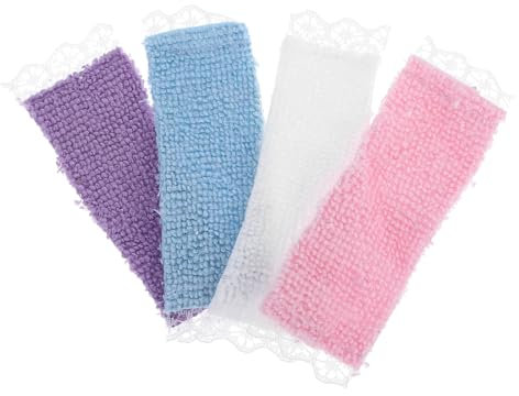 UPKOCH 4 Stück Puppenhaushandtuch Süße Handtücher Duschvorleger Für Badezimmer Puppenhausmöbel Mini-tierfiguren Kleine Badetücher Mini-puppenhauszubehör Puppenhausdecke Badvorleger Spitze