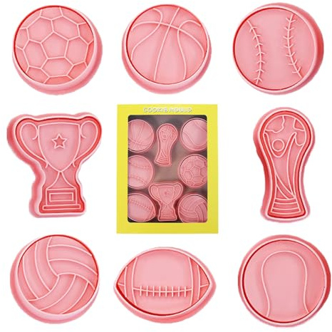 Cortador de galletas creativo, moldes de galletas para bricolaje, sellos de trofeo de fútbol, herramientas para hornear con temática deportiva, moldeadores de galletas en relieve, accesorios de cocina