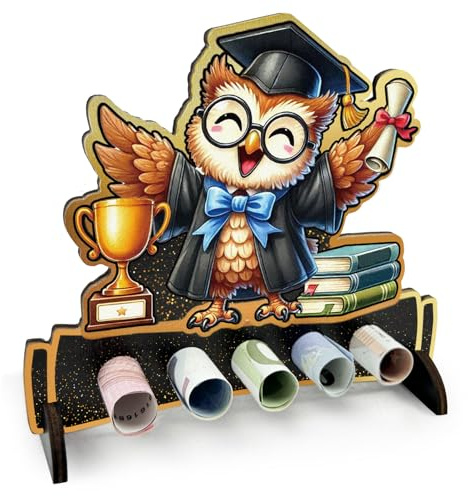 Abschluss Geldgeschenk Eule Holz, Bestandene Prüfung Geschenk Ausbildung | Geldgeschenk Abitur 2026 Geschenke, Bachelor, Master Abschluss Geschenk, Geschenke zum Doktortitel - Schwarzes Gold