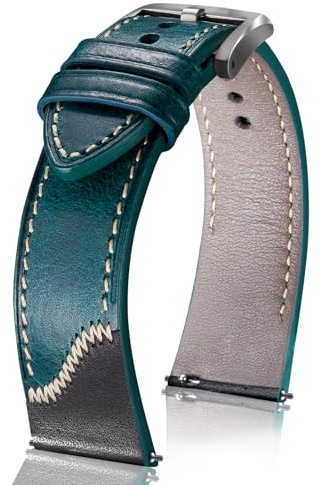 BINLUN Leder Uhrenarmband 20mm 21mm 22mm 24mm Schnellverschluss Handgefertigt Lederarmband Vintage Kontrast Farbblock Design Ersatz Uhrenarmbänder für Herren Damen Uhren Armband
