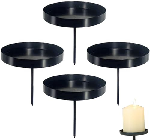 Advent Wreath Candle Holder 4PCS 3 Inch Black Metal Candle Holder Iron Advent Plate Candlestick Holders for Party Wreath Decorations ..