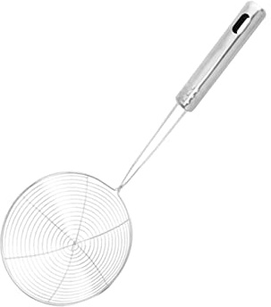 VICASKY Colino Da Cucina in Acciaio 304 Schiumarola Professionale Per Pasta e Fritti Design Antiscottatura Impugnatura Lunga 15 Cm Facile Da e Lavabile in Lavastoviglie