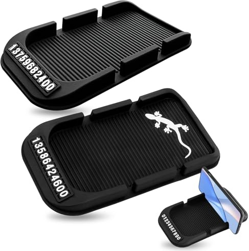 Auto Antirutschmatte Handy, 2 Stück Anti Rutsch Pads Silikon Antirutschmatte Auto Armaturenbrett Rutschmatte Schwarz Armaturenbrett Ablage für Schlüssel Brillen Handys