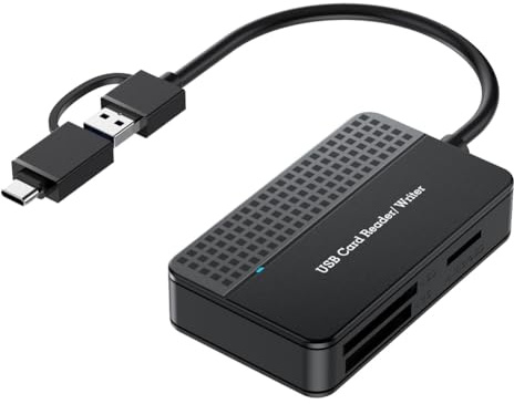 JNJOOD Lector 4-en-1, TF SD MS Lector de tarjetas adaptador multitarjeta externo para cámara de ordenador Interfaz USB 3.0 y USB C Duradero Fácil de instalar Fácil de Usar