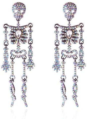 XFSRG Crâne Halloween Boucles d'Oreilles Femme Strass Brillants Boucle d'Oreille Accessoires Rétro Personnalisés pour Halloween Fêtes Photos de Rue