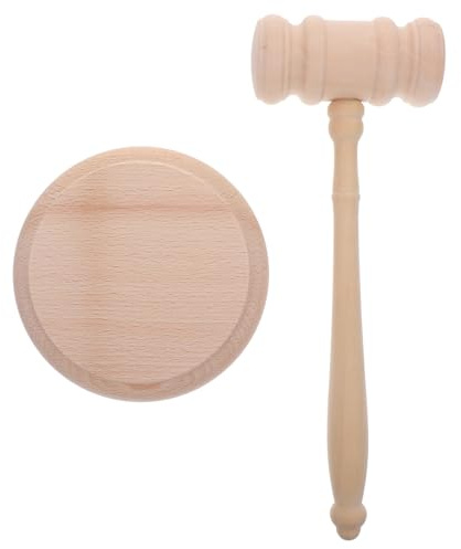 HOMSFOU Marteau De Juge en Bois De Hêtre 42x90 Mm Bloc Sonore Compact pour Vente Aux Enchères, Maillet Pratique Et Portable Adapté Au Tribunal Et Commissaire-priseur