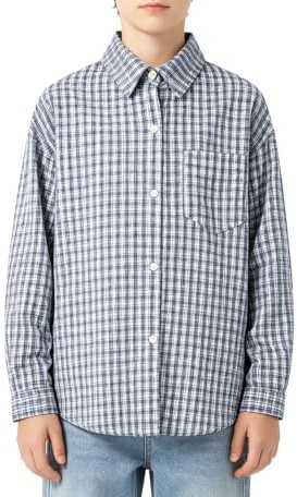 Rolanko Camisa de Cuadros para Niñas Niños Manga Larga Algodón Chaqueta con Botones Informales Ligera Blusas