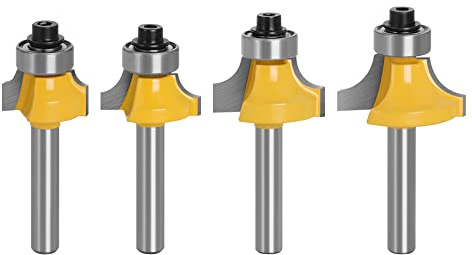 Hartmetall-Schaftfräser, 4er-Set, 6 mm oder 1/4-Schaft, kleiner Eck- und Rundfräser for Holzkanten, klassischer Holzfräser