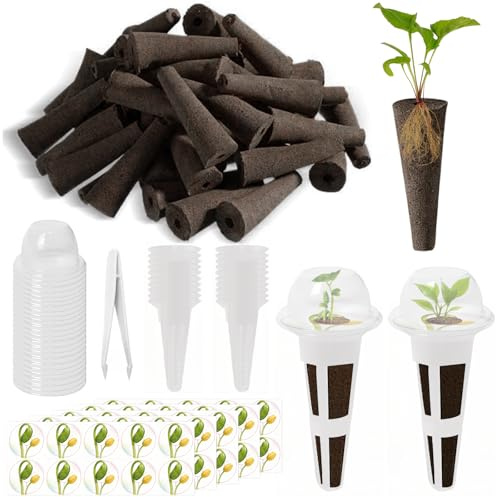 Hengxinchen Lot de 146 Accessoires de Culture Hydroponique | Hydroponie Kit avec 55 Éponges de Croissance, Paniers de Culture, Dômes,50 D'étiquettes, Pince à épiler, pour Légumes, Fleurs