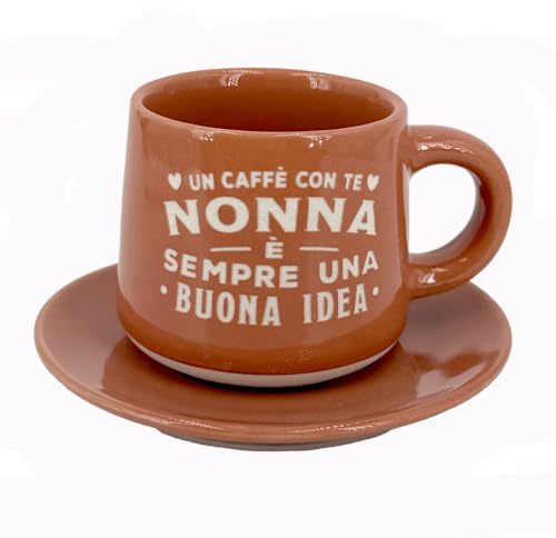 CLEARCO Tazzina da caffè personalizzata con piattino e scatola - Nonna
