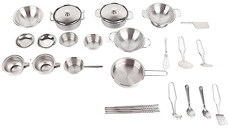 Generic Küchenspielzeug, Edelstahl-Kochgeschirr-Set, Sicheres Material, Geschenk für, und Mädchen (25 Stück)