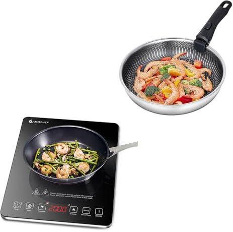 AMZCHEF Piastra ad induzione & AMZCHEF Padella da 28 cm