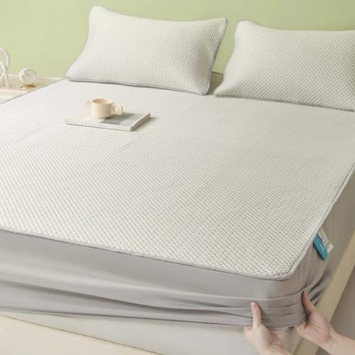 Drap-housse rafraîchissant en soie glacée - Drap-housse ultra doux - Pour les dormeurs d'été chauds et la récupération fraîche - Literie respirante (180 x 200 cm, gris)