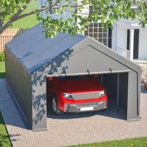 Carport 765 x 400 x 311 cm – Carpa de garaje con marco de acero galvanizado, impermeable y resistente a los rayos UV – Tienda de campaña para coche, camión, barco, fiesta – Garaje con paredes