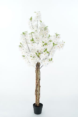 Cerisier artificiel avec feuilles de polyester et soie, tronc en bois véritable, plusieurs tailles et couleurs disponibles, pour décorer les intérieurs résidentiels et les établissements commerciaux