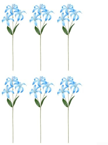 ComfyHarbor Finti per giglio tigre, confezione da 6 fiori finti in plastica, per bouquet da sposa, feste, decorazione per casa e ufficio, 60 cm (blu)