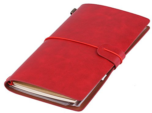 Hztyyier Reisenotizbuch, Reisejournal personalisierbar PU Leder nachfüllbar für Reisen und Business, 5 Farben wählbar