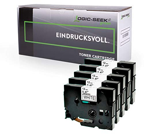 Logic-Seek Green Multipack 5X Schriftband kompatibel mit Brother TZE-231 TZ-231 12mm 8m Schwarz auf Weiss für P-Touch PT-H100LB H100R H105 E100 E100VP D200 D200BW D200VP D210 D210VP