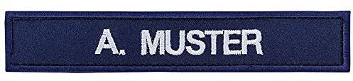 Namensschild bestickt mit eigenem Namen personalisiert Stickschild in vielen Größen und Farben mit Klett (100x20mm, marineblau)