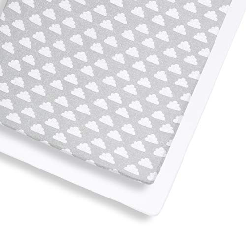 Snüz Spannbettlaken Baby Cloud Nine (2-er Set) für Matratzengröße bis 140 x 70 cm, aus Atmungsaktiver Weicher Jersey-Baumwolle, für die Meisten Kinderbetten Geeignet