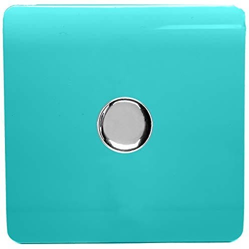 Trendi Artistic Modern Glossy Tactile 1 Gang 2 Way 120w LED Dimmer switch Bright Teal