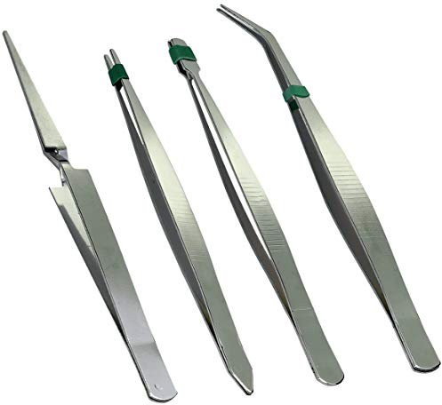 AERZETIX - Juego de 4 Pinzas de Precisión para Modelismo/Antiestático - de 112.50mm a 122.50mm - de Actividades Delicadas - Mantenimiento Electrónico/Joyería/Relojería/Accesorio/Herramientas - C45867