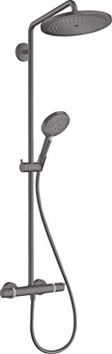 hansgrohe wassersparendes Duschsystem Croma Select S Showerpipe 280 Regendusche (Duschkopf, Duschstange, Thermostat, Schlauch, 3 Strahlarten) Brushed Black Chrome