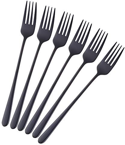 Bisda Tafelgabeln Menuegabeln 6 Stück, 21,3cm, 18/10 Edelstahl Schwarz Gabel Set